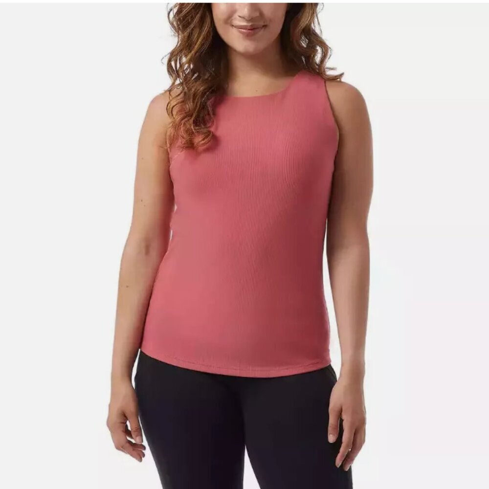 32 DEGREES Women Slate Rose Tank Top Built In Shelf Bra Sleeveless Shirt